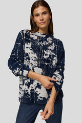 BLUE ABSTRACT PATTERN SWEATER