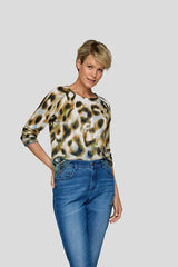 LEOPARD PRINT BLUE GRADIENT LONG SLEEVE SHIRT