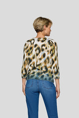 LEOPARD PRINT BLUE GRADIENT LONG SLEEVE SHIRT