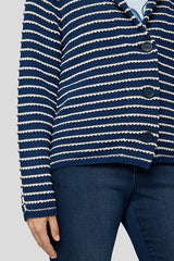 BLUE STRIPED BUTTON UP JACKET