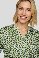 GREEN LEOPARD PRINT PATTERN V NECK SHIRT