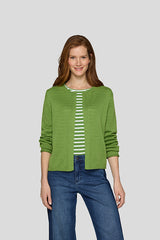GREEN LIGHTWEIGHT BUTTONED CARDIGAN