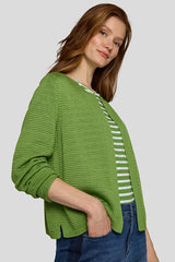 GREEN LIGHTWEIGHT BUTTONED CARDIGAN