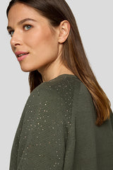 GREEN OPEN FRONT KNIT CARDIGAN