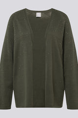 GREEN OPEN FRONT KNIT CARDIGAN