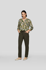 LEOPARD PRINT V NECK BLOUSE