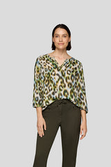 LEOPARD PRINT V NECK BLOUSE