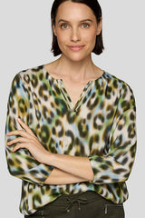 LEOPARD PRINT V NECK BLOUSE