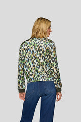 GREEN LEOPARD PRINT ZIP UP JACKET