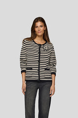 BLACK WHITE DECORATIVE ACCENT CARDIGAN