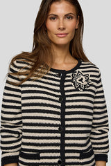 BLACK WHITE DECORATIVE ACCENT CARDIGAN