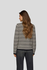 BLACK WHITE DECORATIVE ACCENT CARDIGAN