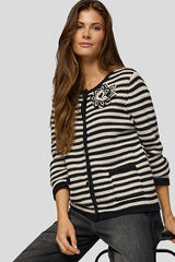 BLACK WHITE DECORATIVE ACCENT CARDIGAN