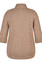 BEIGE HIGH COLLAR ZIP UP JACKET