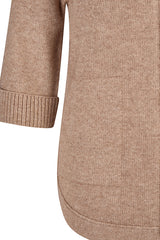 BEIGE HIGH COLLAR ZIP UP JACKET