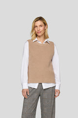 BEIGE SLEEVELESS KNIT TOP