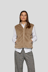TAN FLEECE SLEEVELESS VEST