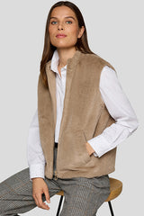 TAN FLEECE SLEEVELESS VEST