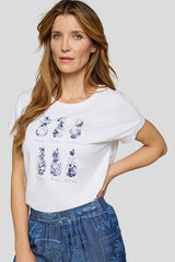 PINEAPPLE MOTIF ROUND NECK T-SHIRT