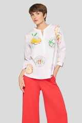PRINT LONG SLEEVE BLOUSE