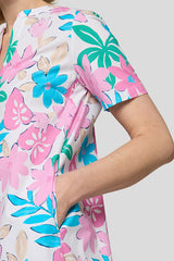 FLORAL PRINT TIE-NECK DRESS
