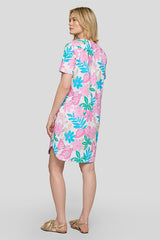 FLORAL PRINT TIE-NECK DRESS