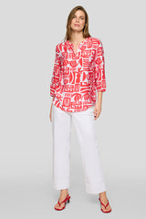 ABSTRACT PRINT LONG SLEEVE BLOUSE