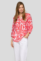 ABSTRACT PRINT LONG SLEEVE BLOUSE