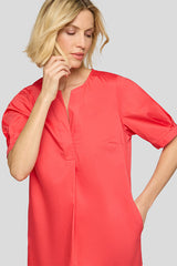 TIE-NECK SHORT SLEEVE DRESS