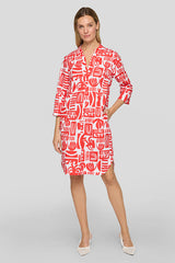 ABSTRACT PRINT SHIRT DRESS