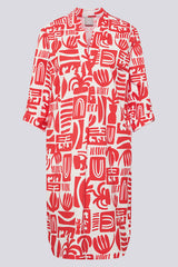 ABSTRACT PRINT SHIRT DRESS