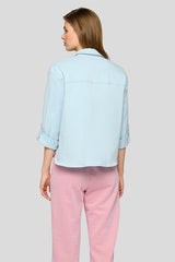 LIGHT WASH DENIM BUTTON-UP SHIRT