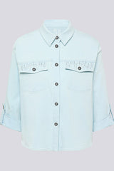 LIGHT WASH DENIM BUTTON-UP SHIRT