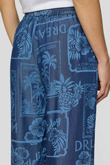 ALL-OVER PRINT WIDE LEG LYOCELL TROUSERS