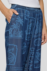 ALL-OVER PRINT WIDE LEG LYOCELL TROUSERS