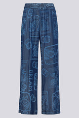ALL-OVER PRINT WIDE LEG LYOCELL TROUSERS