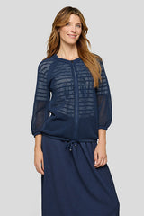 ZIPPER TIE HEM MESH JACKET