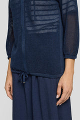 ZIPPER TIE HEM MESH JACKET