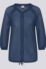 ZIPPER TIE HEM MESH JACKET