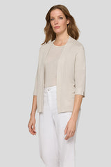3/4 SLEEVE OPEN-FRONT CARDIGAN