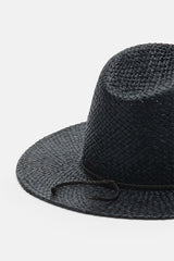 RAME BLACK WOVEN FEDORA HAT