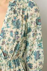 ELYSEE FOLIAGE PRINT WAISTED MAXI DRESS