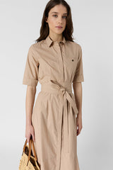 RANA CAMEL LONG COTTON SHIRT DRESS