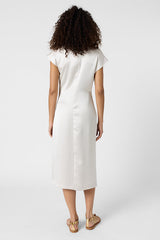 RIALYA ECRU DRAPED DRESS