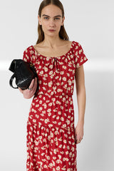 RIFKA FLOWERS LONG PLEATED DRESS