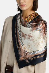 RICETTA FEATHER PRINT SILK SCARF