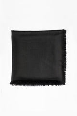 ROMANZO H BLACK WOOL SILK-BLEND SCARF
