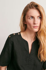 ROSIER BLACK LINEN DRESS