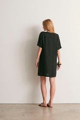 ROSIER BLACK LINEN DRESS