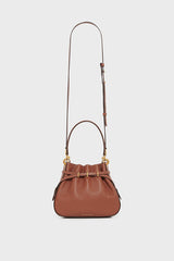 LE MINI ROMY TAN GRAINY LEATHER BUCKET BAG